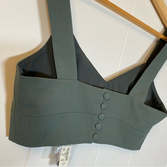 NWT Madewell Sweetheart-Neck Bralette Top Architect Green Sage Corset Crop Tank - Picture 7 of 12